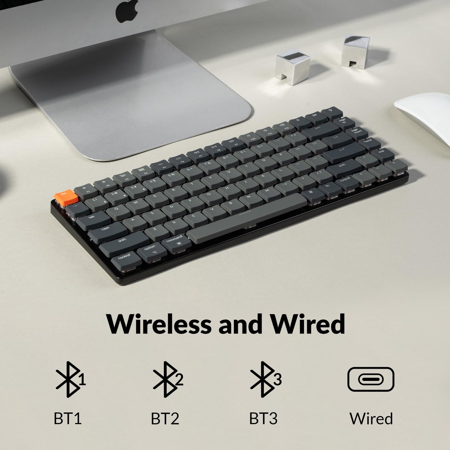 Keychron K3 Version 2, 84 Keys Ultra-Slim Wireless Bluetooth/USB Wired Mechanical Keyboard with White LED Backlit, Low-Profile Keychron Mechanical Red Switch Compatible with Mac Windows