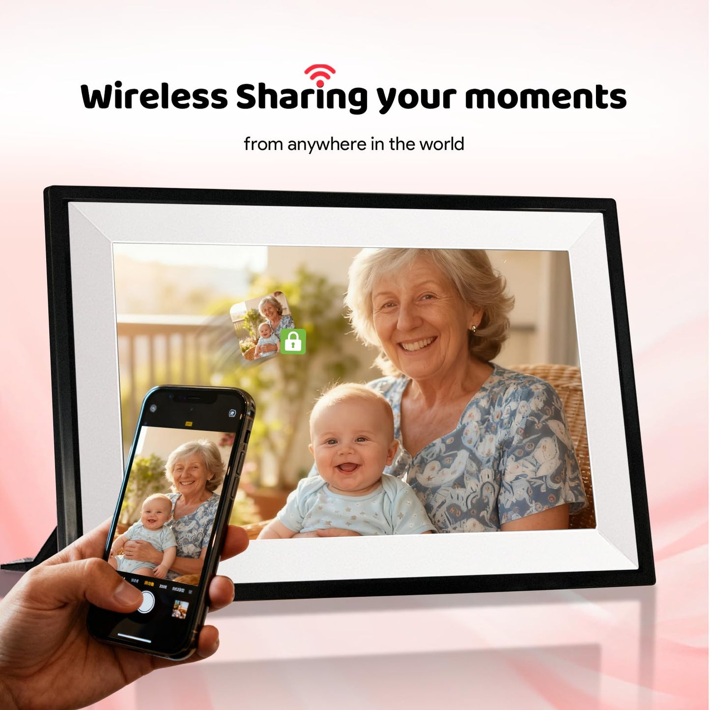 PIPI Vision 10.1 Inch WiFi Digital Picture Frame (32GB), Frameo App Ready, No Monthly Fee, IPS Touch Screen, Easy Setup, Instantly Share Photos & Videos for Grandparents