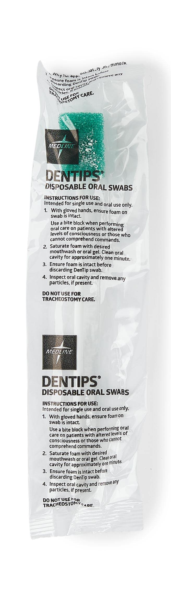 Medline Dentips Disposable Oral Swabsticks, Adult Mint Dentifrice-Treated, Green, 250 Count