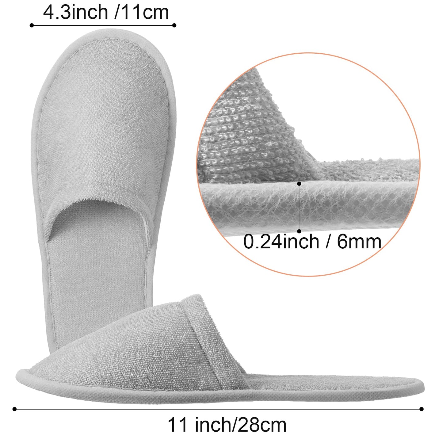 Geyoga 24 Pairs Disposable Slippers for Guests Bulk Women Men 2 Size Cotton Soft Hotel Spa Slippers for Home Indoor Travel Wedding Party(White, Light Gray, Black, Khaki,M)