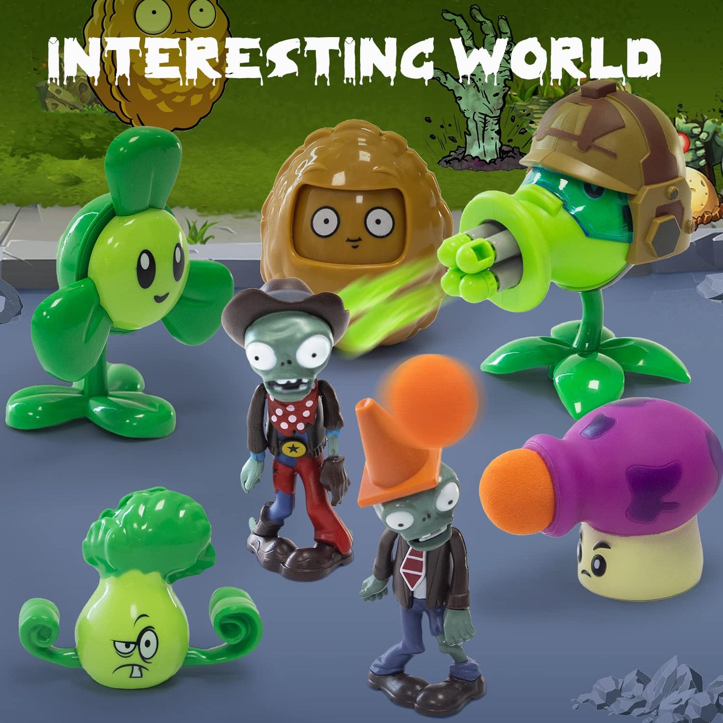 Maikerry Plants and Zombies Toys 7pcs PVZ Figurines Set Game Great Gifts for Kids and Fans,Birthday and Christmas Party
