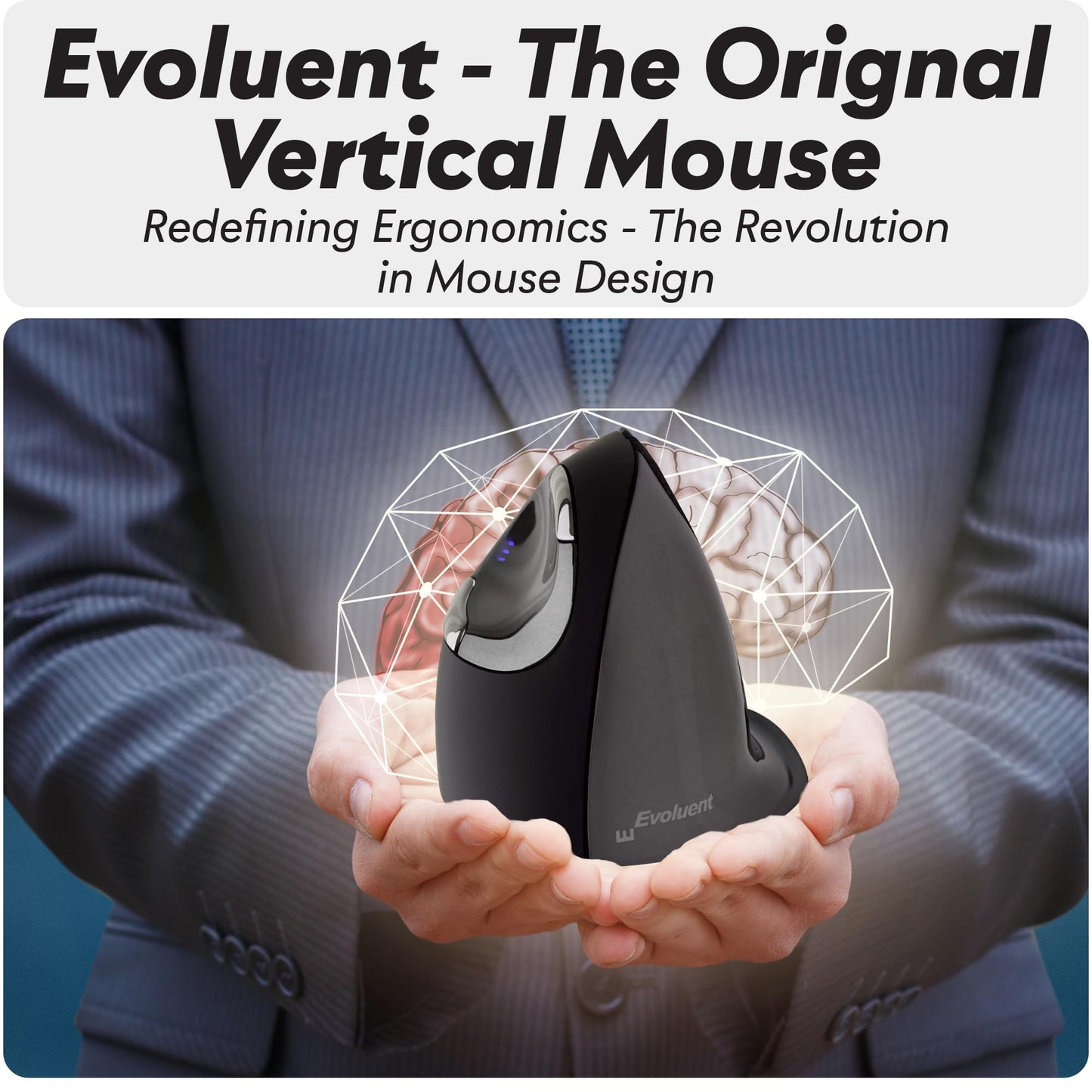 Evoluent VMDM Vertical Mouse 4 for Right Hand – Ergonomic Mouse Wired USB, Helps Reduce Carpal Tunnel, Adjustable Speed & Programmable Buttons, Vertical Ergonomic Wired Mouse, Gaming & Office Use