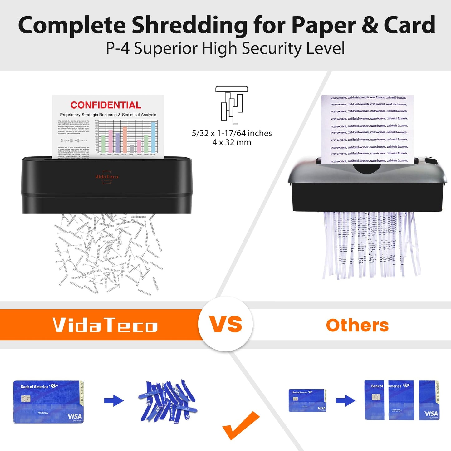 VidaTeco 8-Sheet Cross Cut Paper Shredder for Home Office, 3.04-Gallon Bin