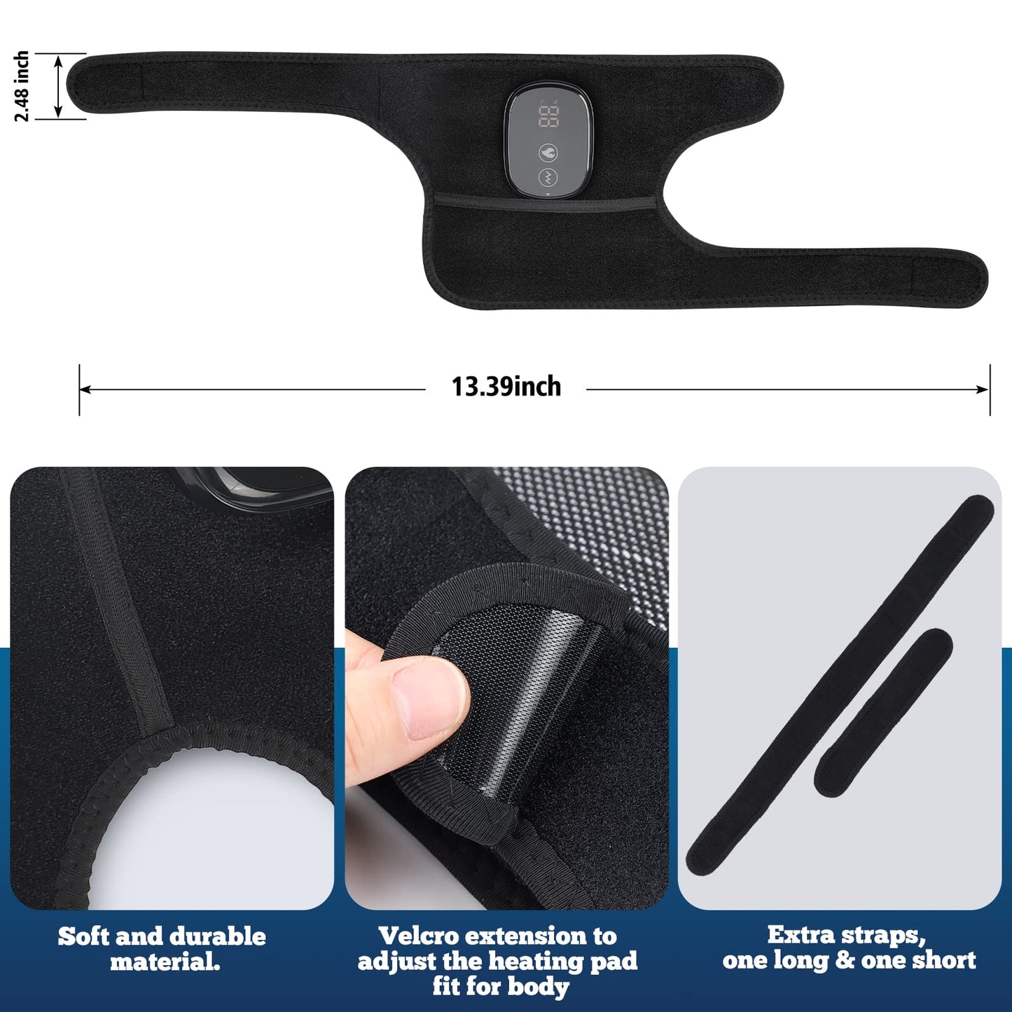 MOAJAZA Knee Massager with Heat and Vibration, Heating Pad for Knee Shoulder Elbow, Heated Knee Brace for Arthritis with Massage