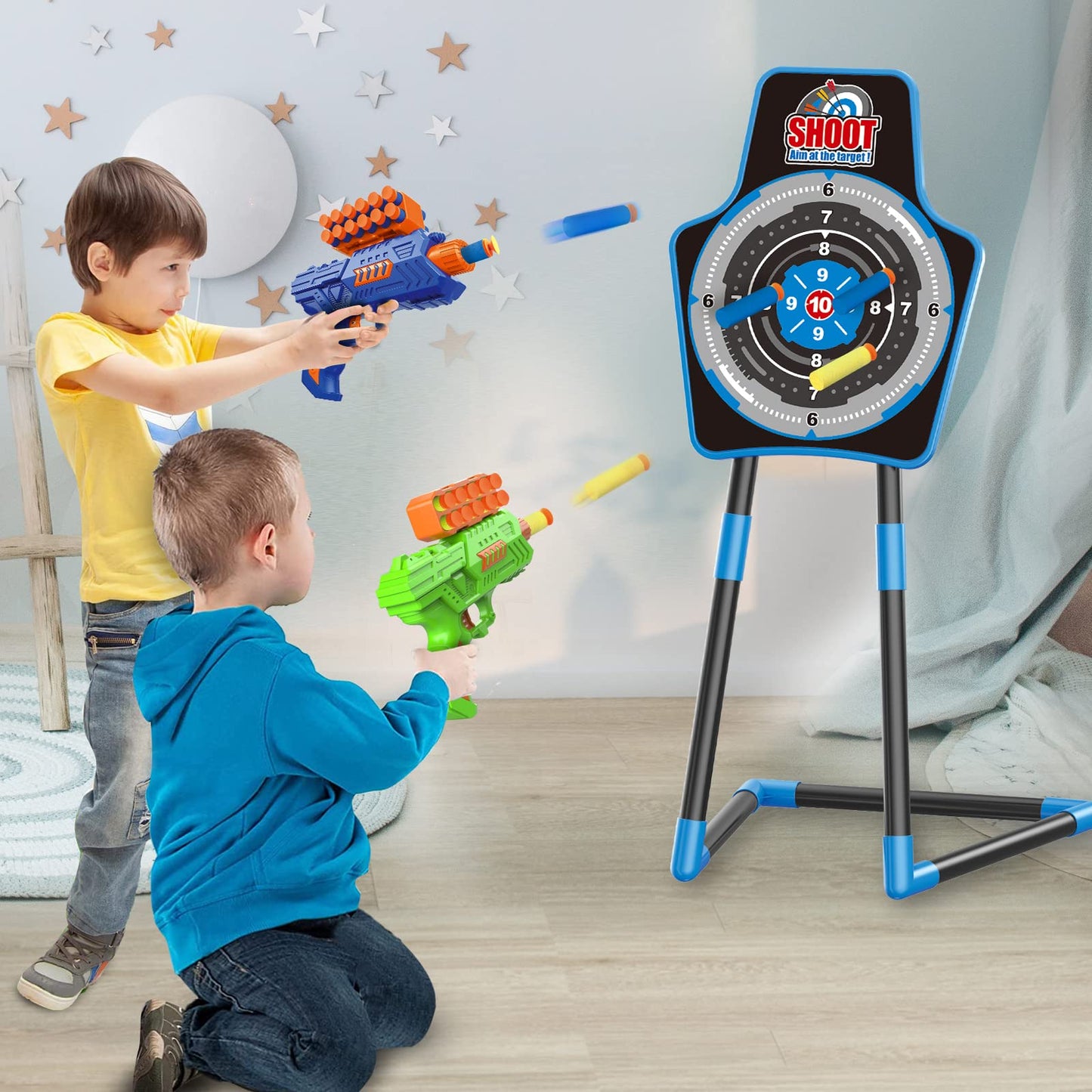 SpringFlower 2 Bow and Arrow Sets with LED Light-up,2 Foam Dart Guns for Kids 5 6 7 8 9 10+ Years Old, Archery Set with Standing Target for Boys & Girl, for Kids