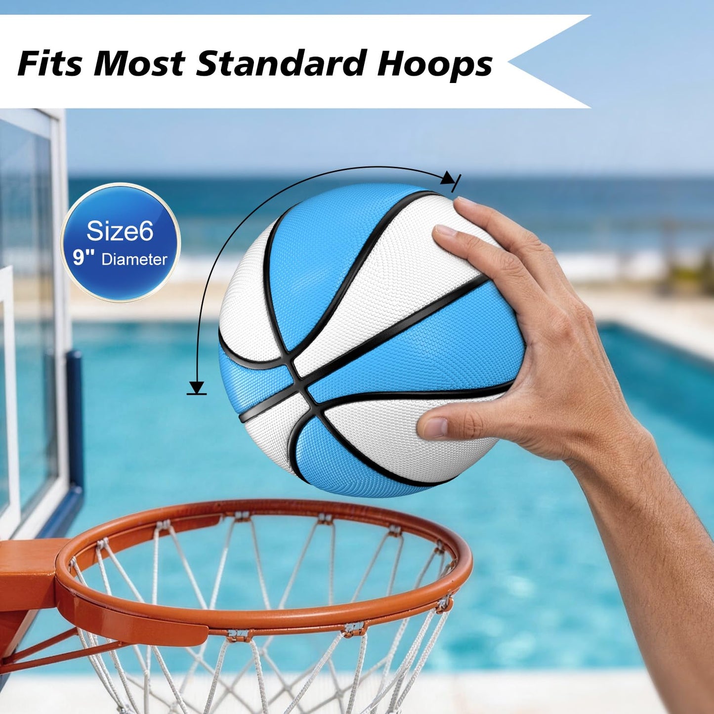 Uladis 2-Pack Pool Basketball Swimming Pool Basketball, (Blue)