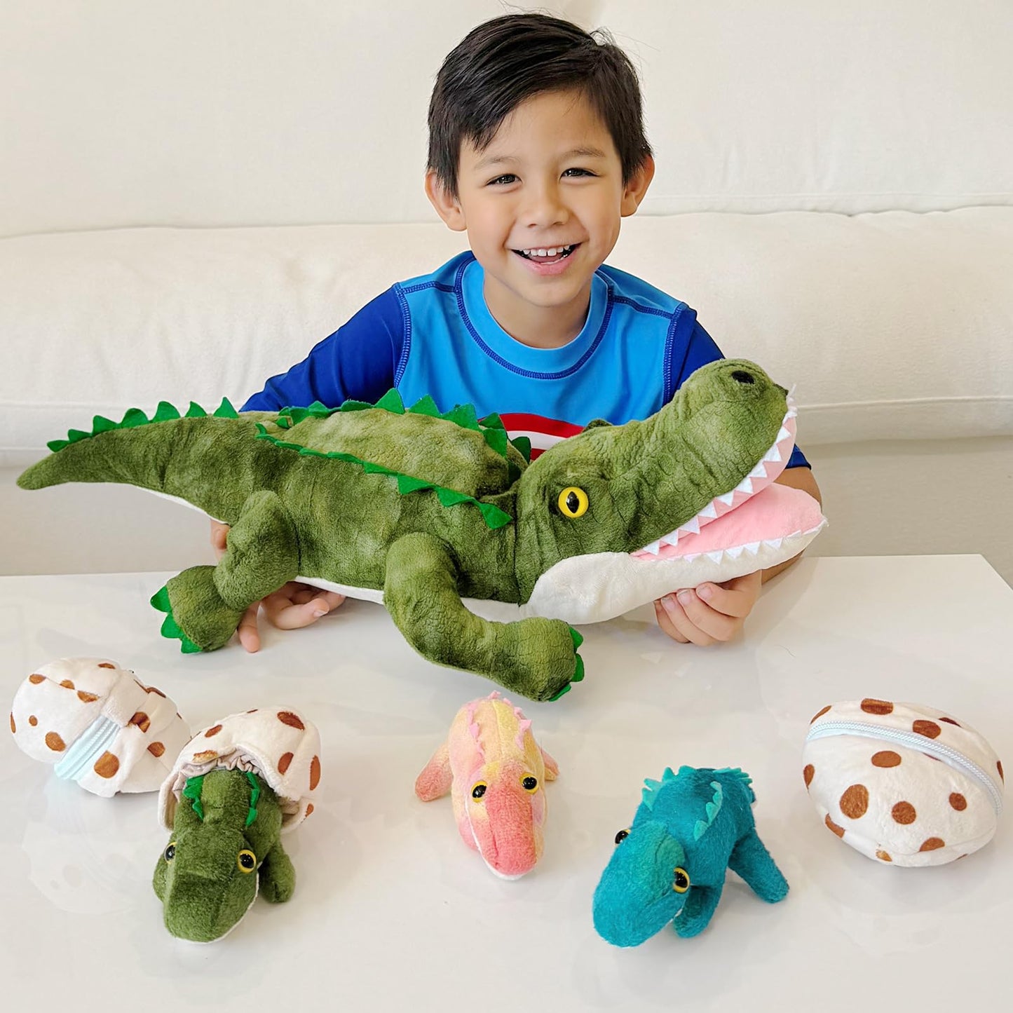 Karister Alligator Stuffed Animal 23.6", Mommy Crocodile Plush Toy with 3 Baby Crocodile, Stuffed Alligator Plush Gift,Stuffed Crocodile for Kids on Birthday,Christmas or Baby Shower