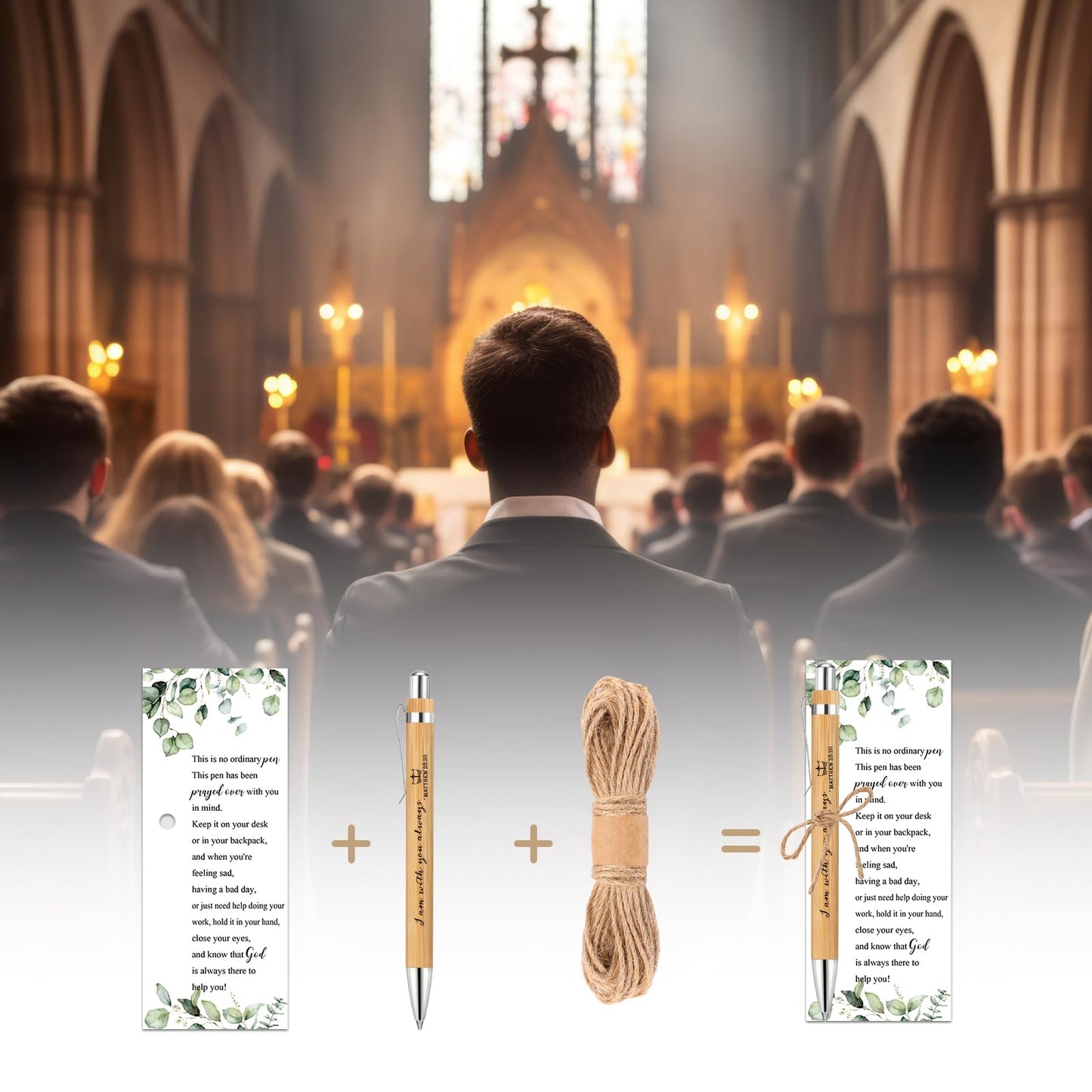 Tenceur 100 Sets July Summer Christmas Christian Gifts Bulk Bible Verse Bamboo Pens and Inspirational Bookmarks Religious Faith Based Sunday School Gifts for Women Men