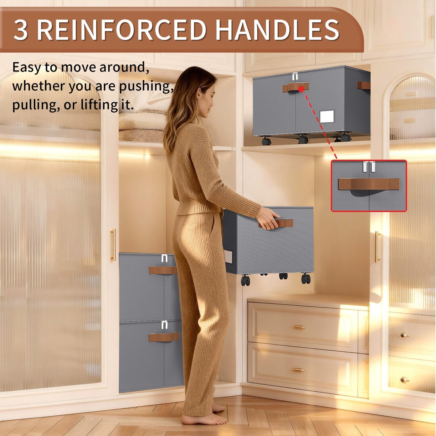 Foyego Shoe Organizer for Closet, Shoe Storage Organizer with Wheels and Adjustable Dividers, Stackable Shoe Storage Box with Clear Cover, Foldable Closet Shoe Organizer Fits up to 24-48 Pairs, Gray