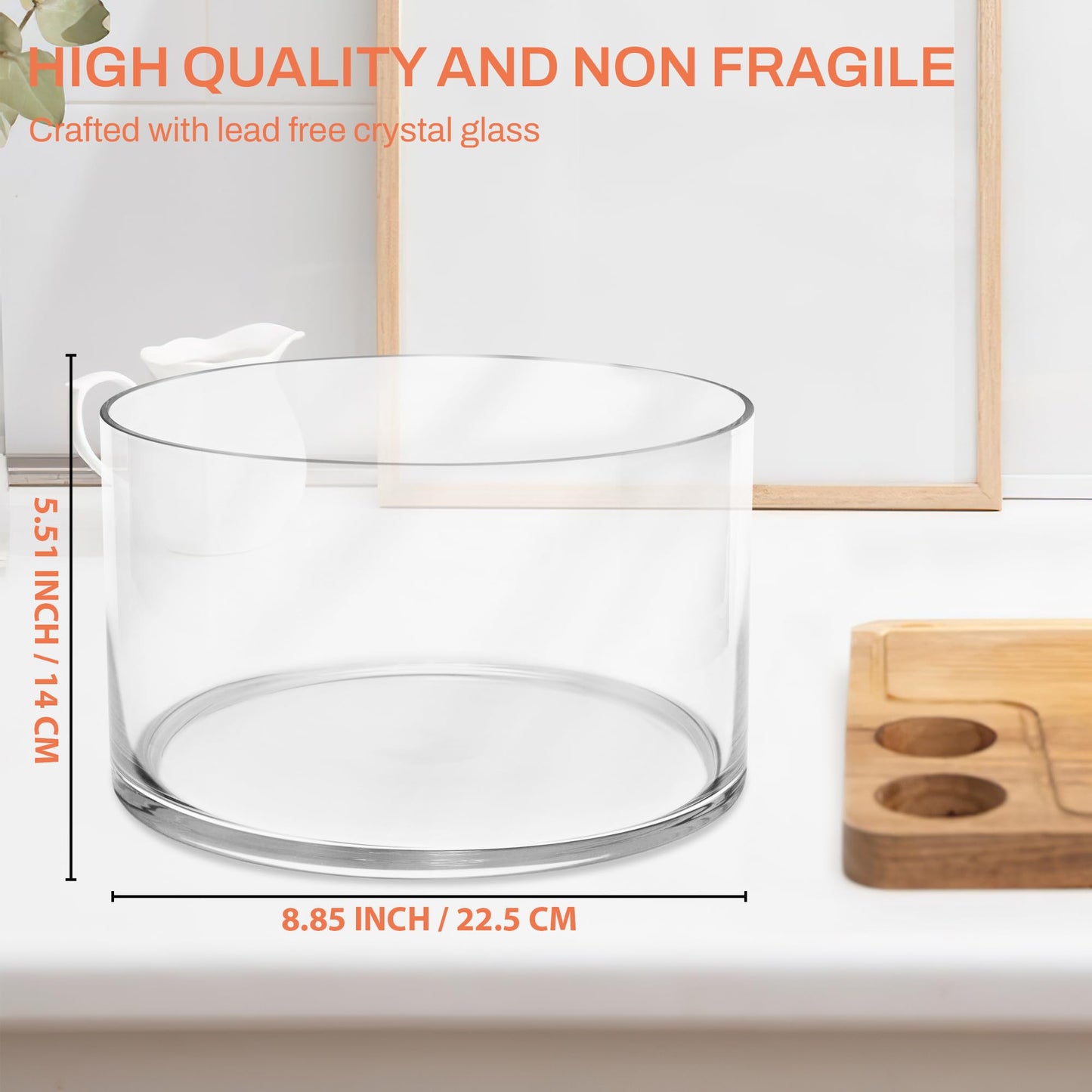 Prikoi 155oz Large Trifle Bowl with Lid, Modern Design Clear Glass for Salads, Dessert, Fruit, and Party Displays, 2025 Thickened Version