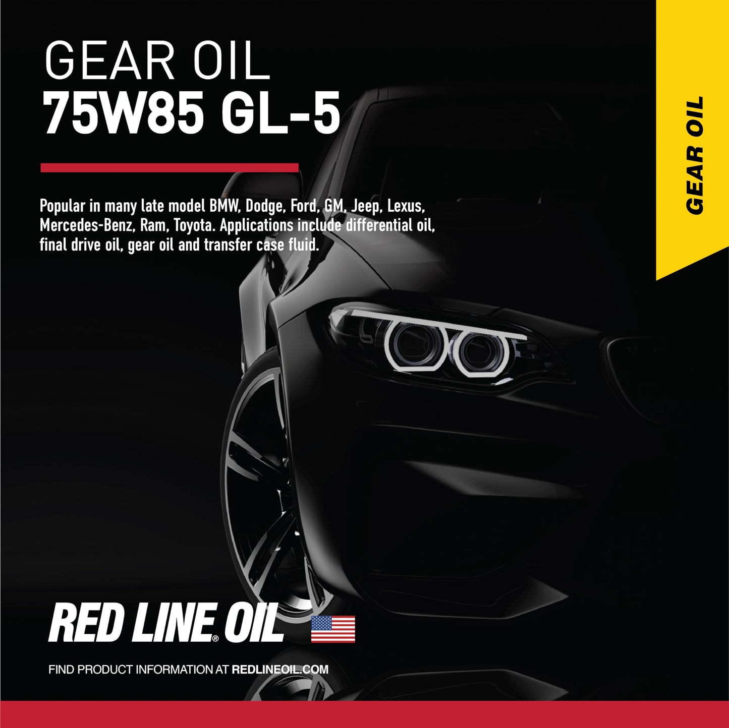Red Line 50104 75W85 GL-5 Full Synthetic Gear Oil for Hypoid Limited Slip Differentials - 4 Quarts