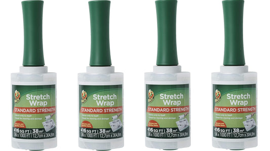 Duck Brand Stretch Wrap Roll, Clear, 5 inches by 1000 feet, 285849, Set of 4
