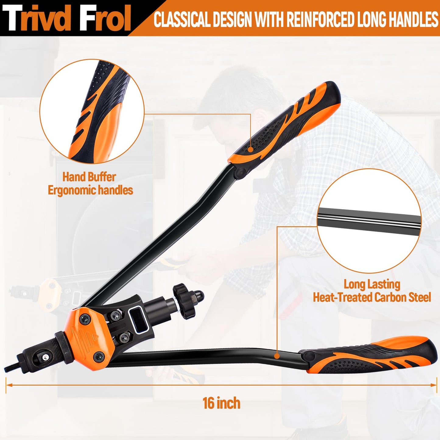 Trivd Frol 16" Rivet Nut Tool, Nutsert Rivet Nut Tool Kit with 15 Metric and SAE Mandrels, 281Pcs Rivet Nut Assortment Kit and Rugged Carrying Case