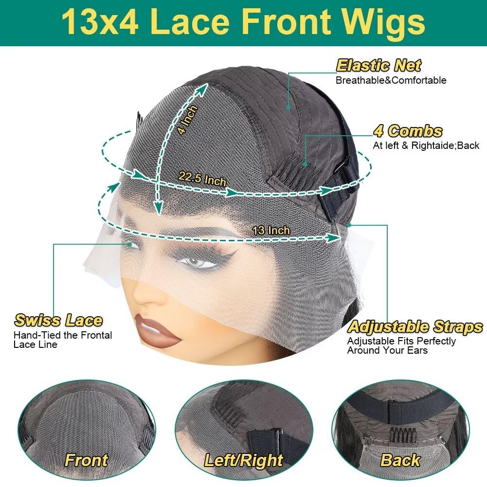 Sweetie 28 Inch Deep Wave Lace Front Wigs Human Hair 210% Density 13x4 HD Transparent Lace Frontal Wigs Deep Curly Human Hair Wig for Women 12A Deep Curly Wigs Human Hair Pre Plucked with Baby Hair