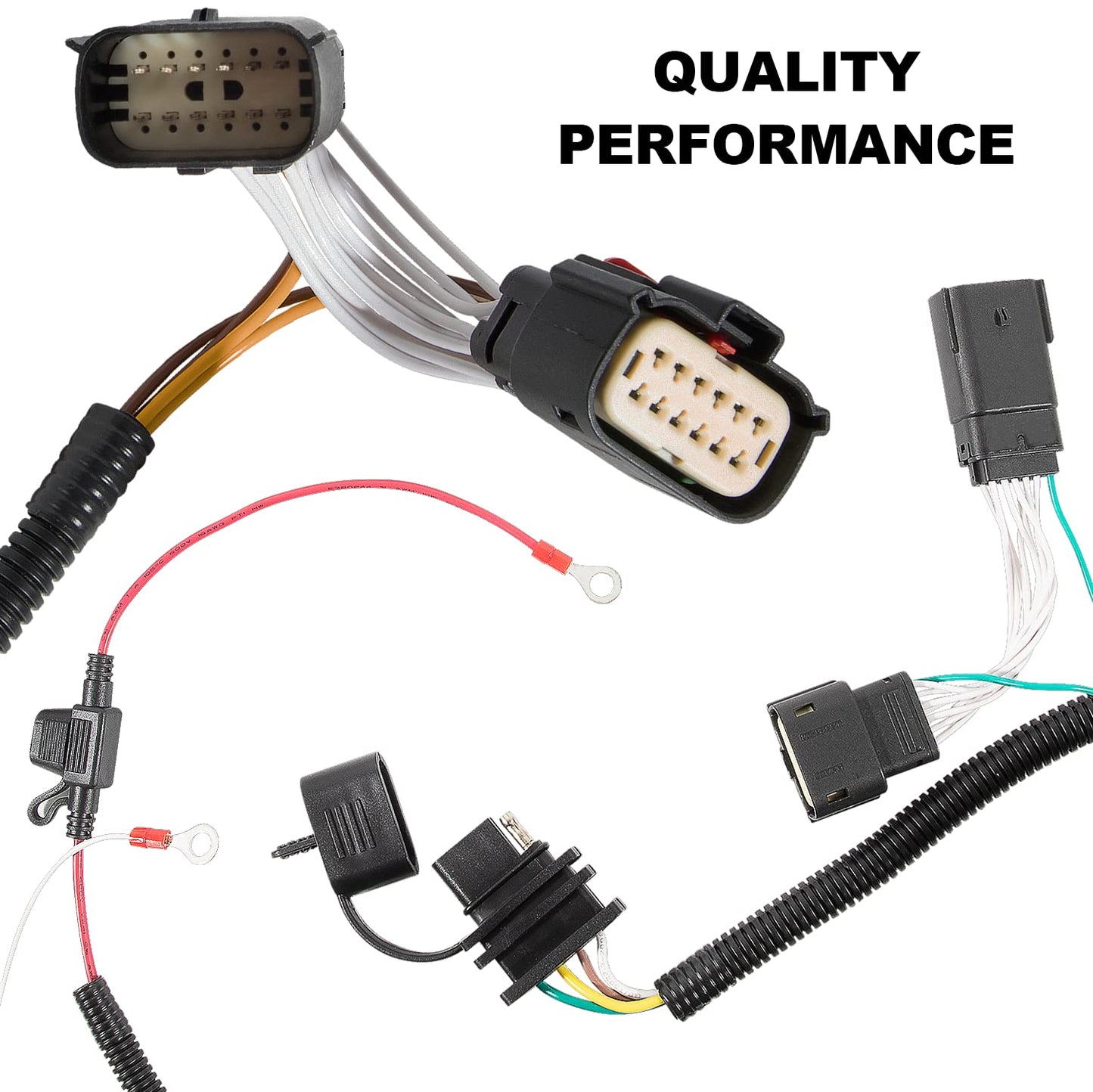4-Pin Trailer Plug & Play Tow Hitch Wiring Harness fit for Jeep Wrangler Unlimited JL JLU 2018-2024, Custom 4 Way Towing Wire Harness Tube Kit for JL Trailer Light Connect