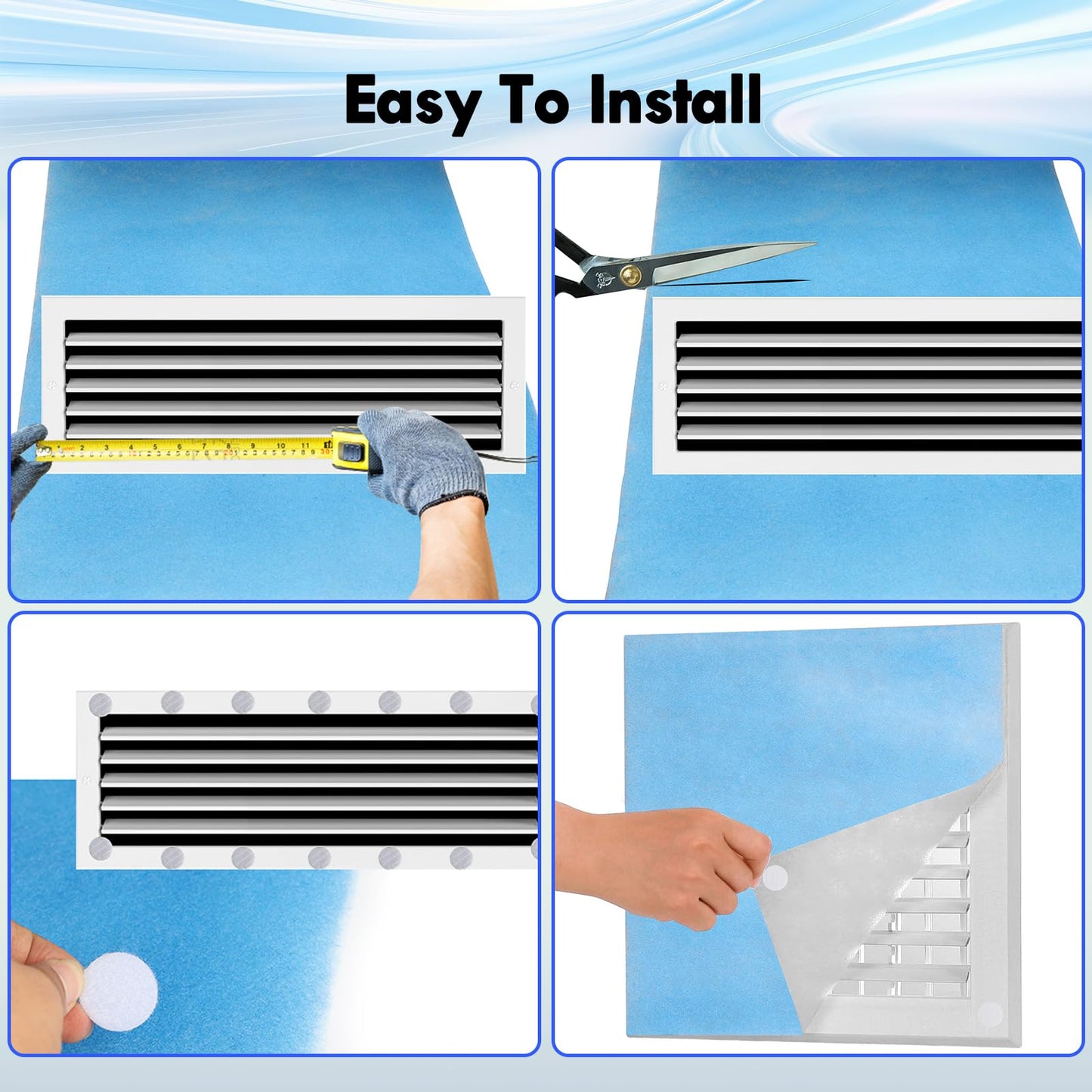 Air Vent Filters, 20" x 140" Cut to Fit Filter Material (80+ Filter), MERV 8 HVAC Furnace Vent Filters for Home, Floor, Ceiling, Grilles - Includes 48PCS Adhesive Hook Tape