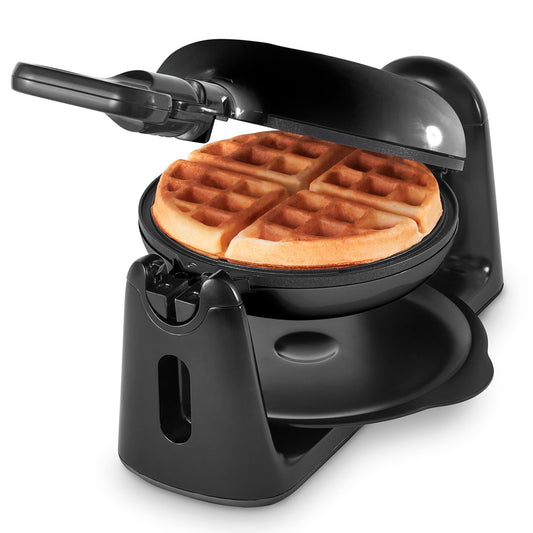 Dash Flip Belgian Waffle Maker - 6.5" Nonstick Surface - Rotating Belgian Waffle Maker with Quick Heat-Up System for Easy Breakfasts - Supports Multi-Use - Black