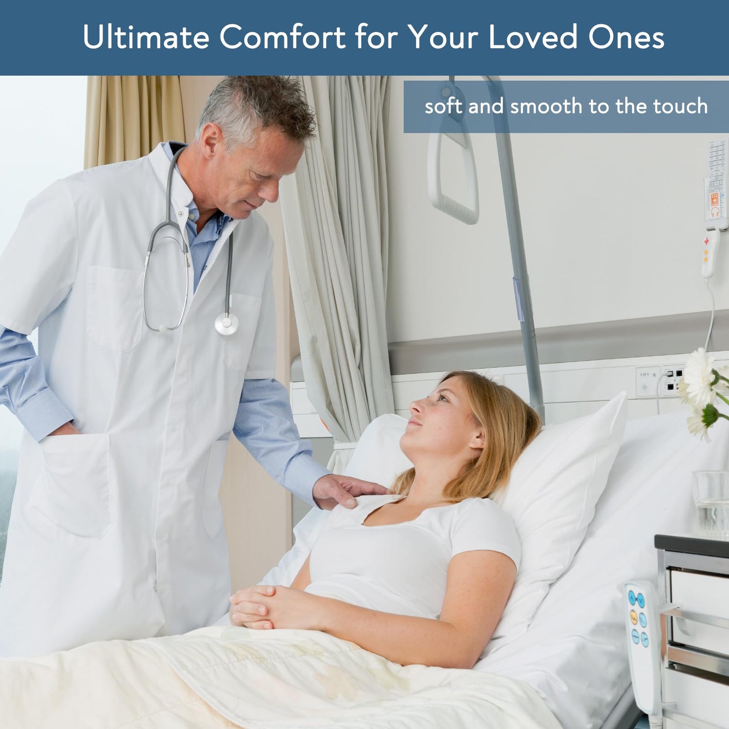 4 Pack Hospital Bed Sheets 36" x 80" x 9", Hospital Bed Fitted Sheets for Home & Hospital Care Beds, Soft Hospital Sheets with Elastic All Around, White