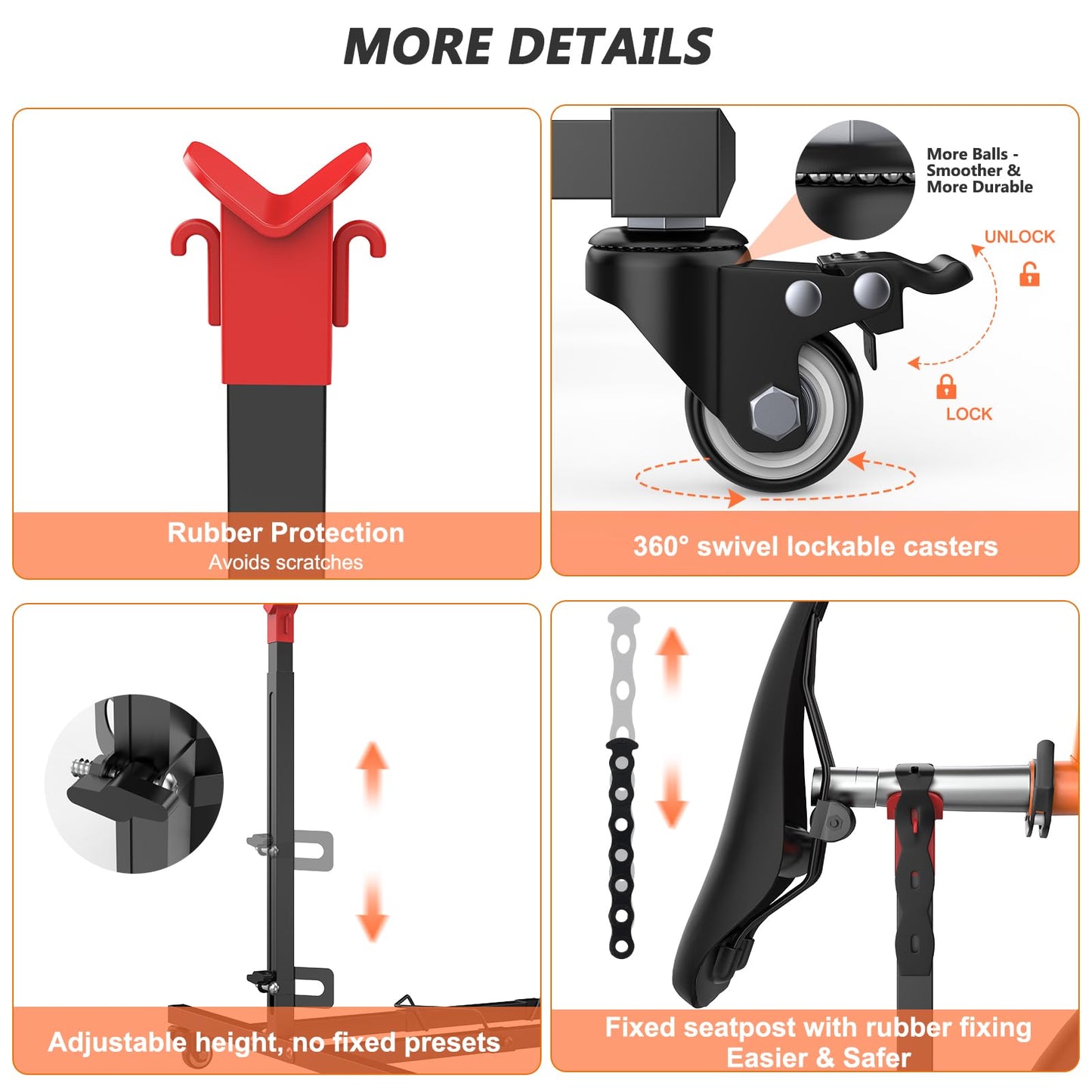 Vertical Bike Stand,Freestanding Space-Saving Bike Rack with Adjustable Height for Wheels Sizes up to 29”,Indoor Bike Storage Rack for Garage & Apartment,Upright Bicycle Floor Holder for MTB Road Bike