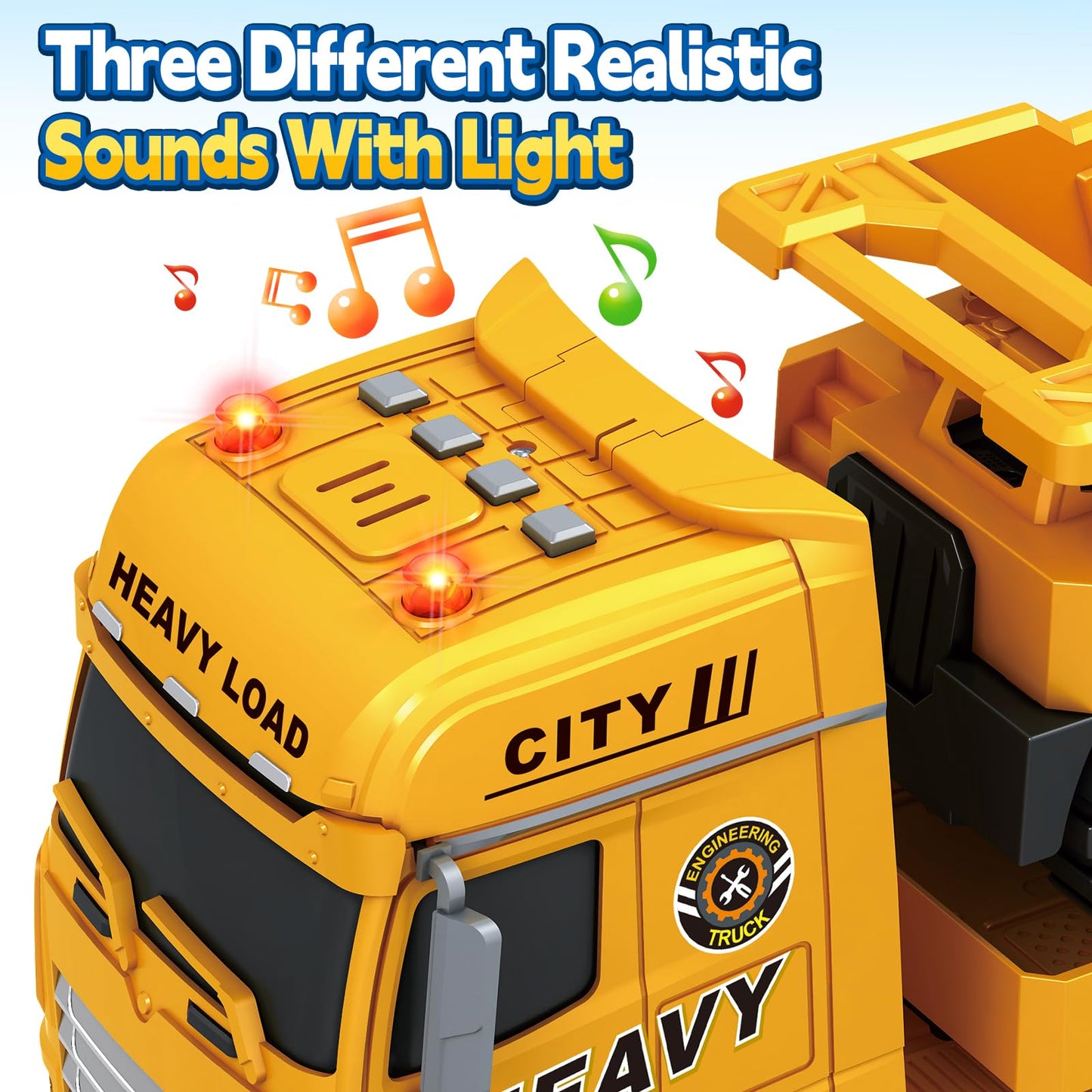 Toddler Boy Toys for 3 4 5 6 7 Years Kids, 25" Semi Construction Carrier Truck Toy with Excavator and Dump Truck, Friction Powered Toys with Lights and Sounds, Birthday for Boy Girls