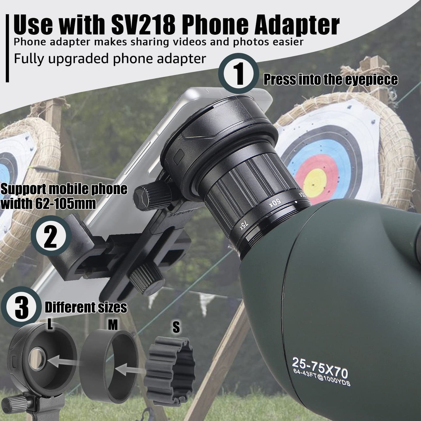 SVBONY SV28 Spotting Scopes with Tripod and Phone Adapter, Angled 25-75x70mm Spotter Scope, Waterproof Fogproof Spotting Scope with Desktop Tripod for Bird Watching, Target Shooting, Wildlife Viewing
