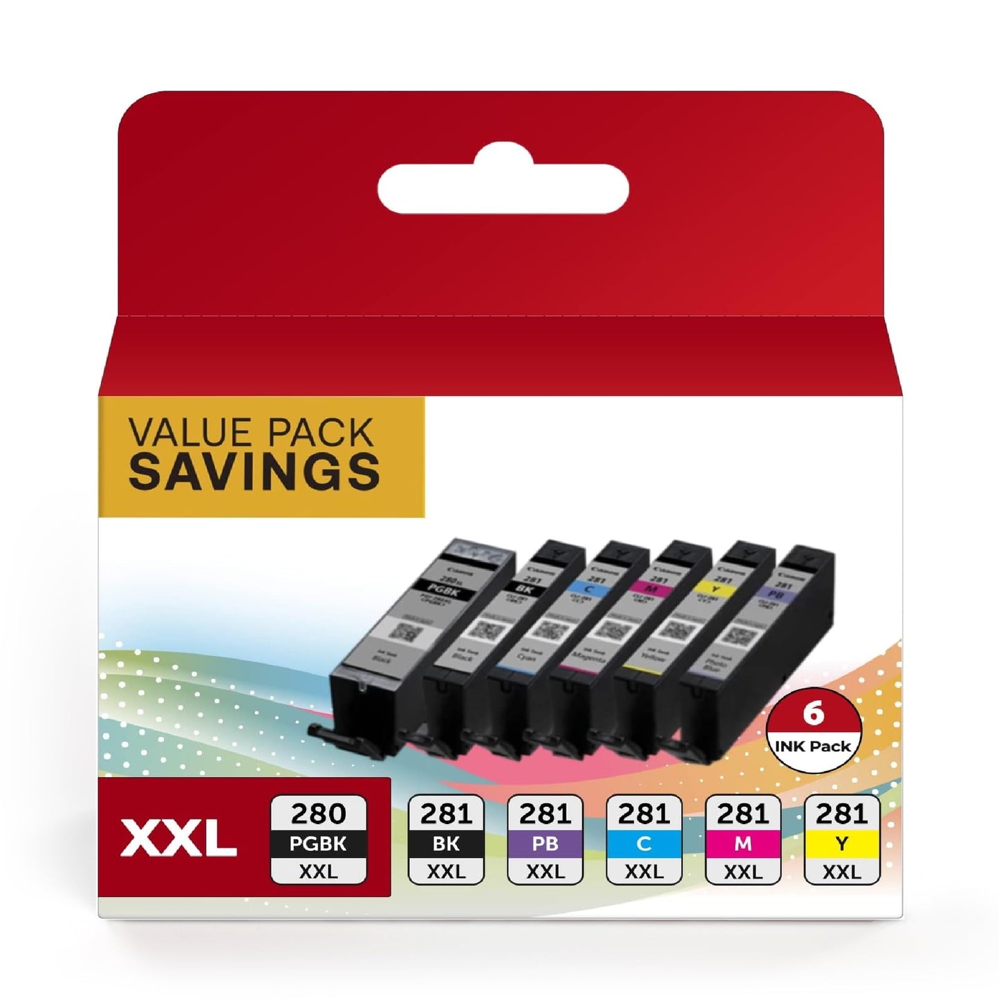 PGI-280XXL/CLI-281XXL Ink Cartridges Compatible Replacement for Canon 280 281 Ink Cartridges Use to Canon Pixma TS8120 TS9120 TS8220 6 Value Pack