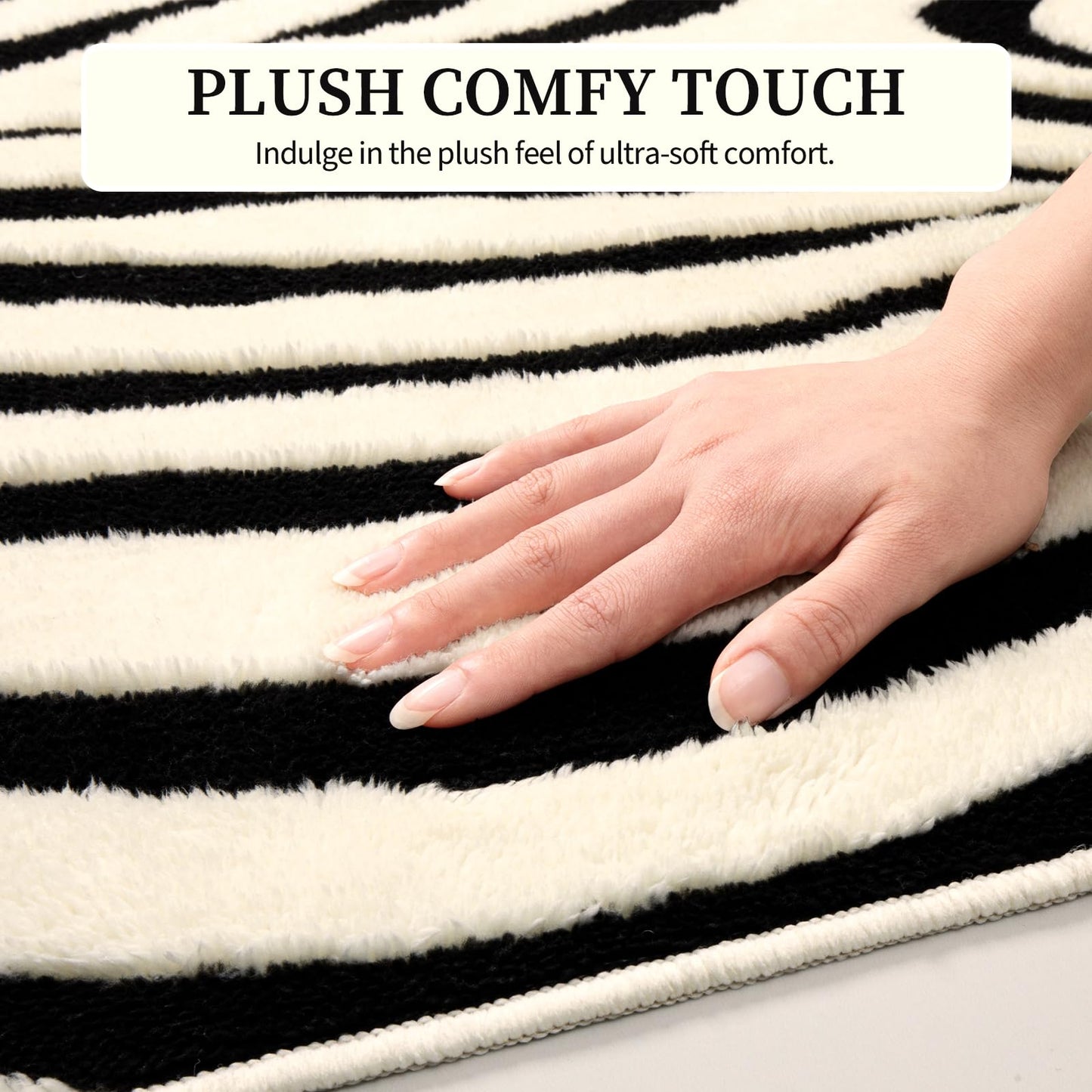 YIHOUSE 5×7 Ft Area Rugs for Living Room: Modern Washable Rug - Abstract Black and Cream White Rug for Bedroom Dining Room Office Playroom Nursery Home Decor - Nonslip Non-Shedding Striped Rugs