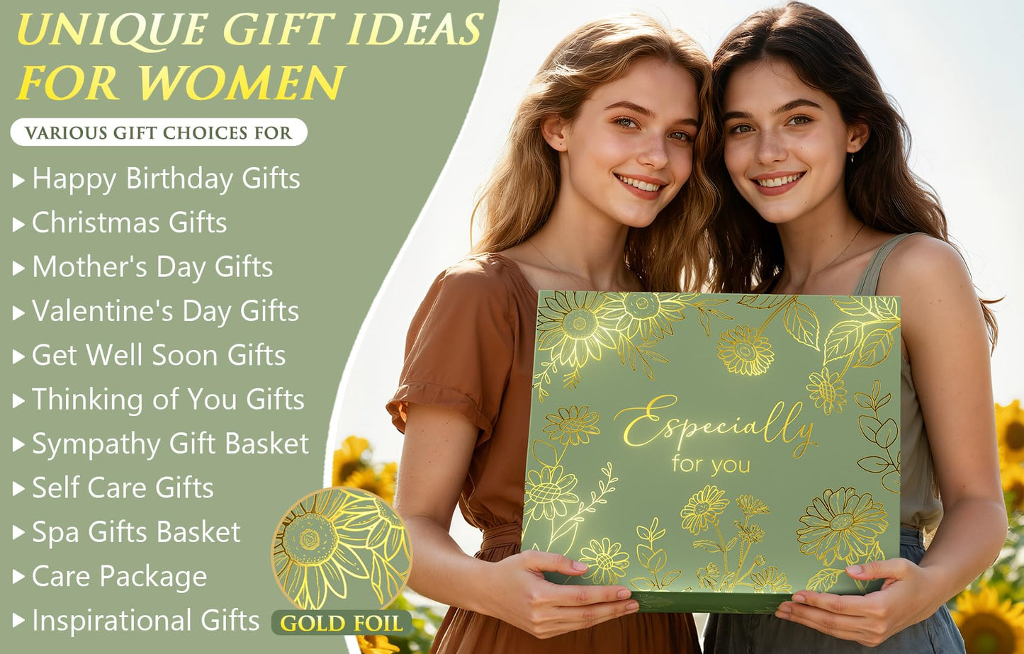 Birthday Gifts for Women Self Care Get Well Soon Gift Baskets, Spa Care Package Thinking of You Gift Set, Sympathy Inspirational Christmas Sunflower Gifts for Women Her Mom Friend Sister Wife Teacher