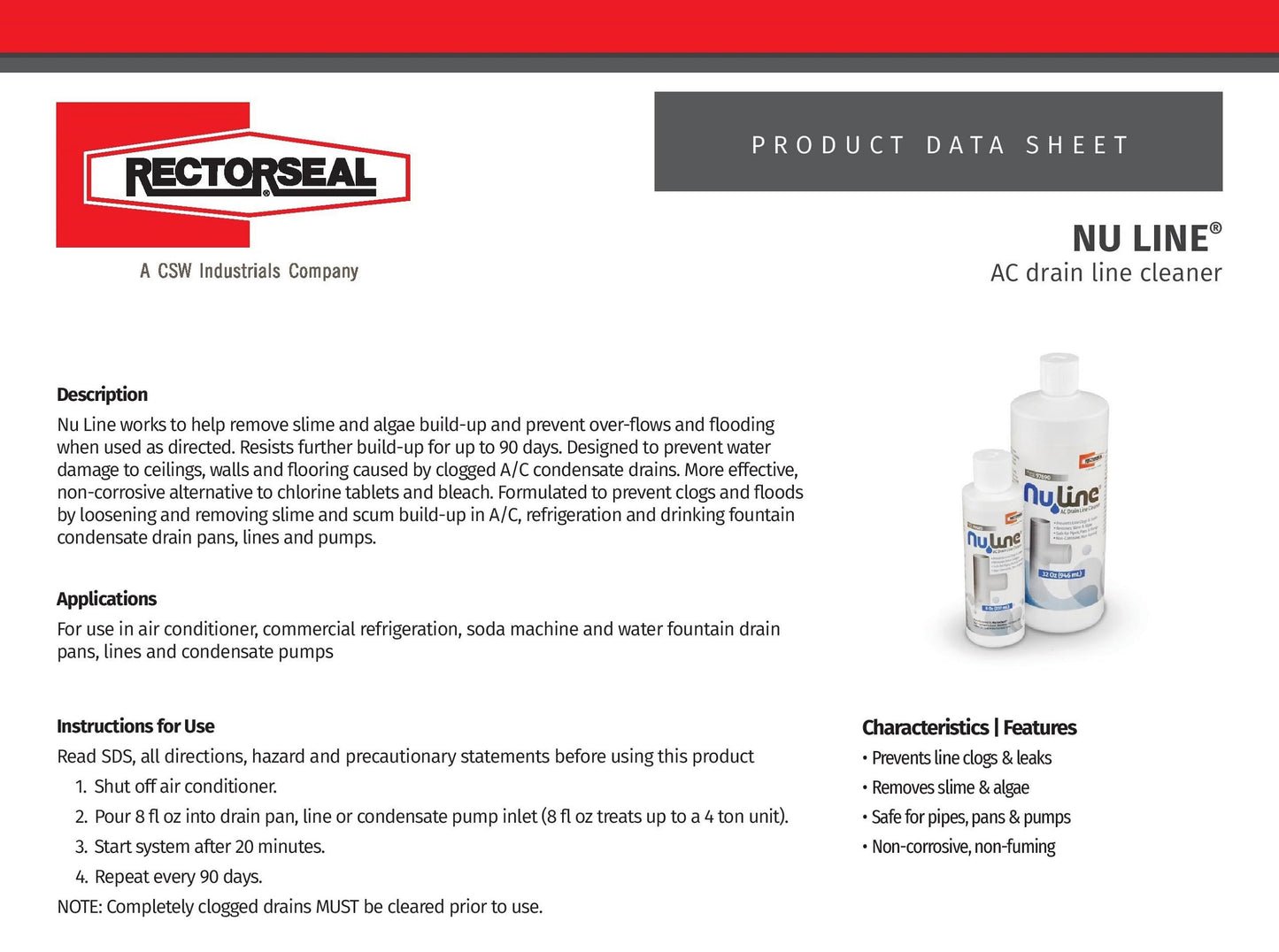 NuLine HVAC Condensate Nu-Line Drain Cleaner, 8 ounce (Pack of 6)