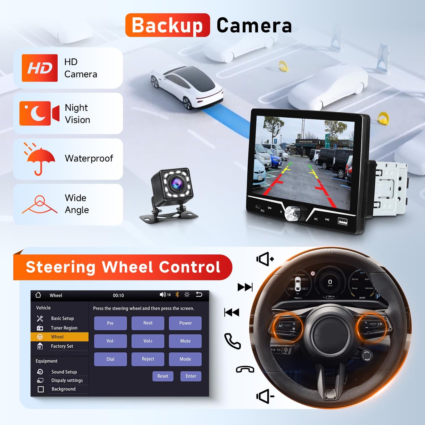 Single Din Car Stereo Carplay Android Auto, Driauto 7 Inch HD Touch Screen Car Radio with Bluetooth Single Din Mirror Link FM Radio with Backup Camera EQ, Car Audio Receiver Support USB/Type-C SWC