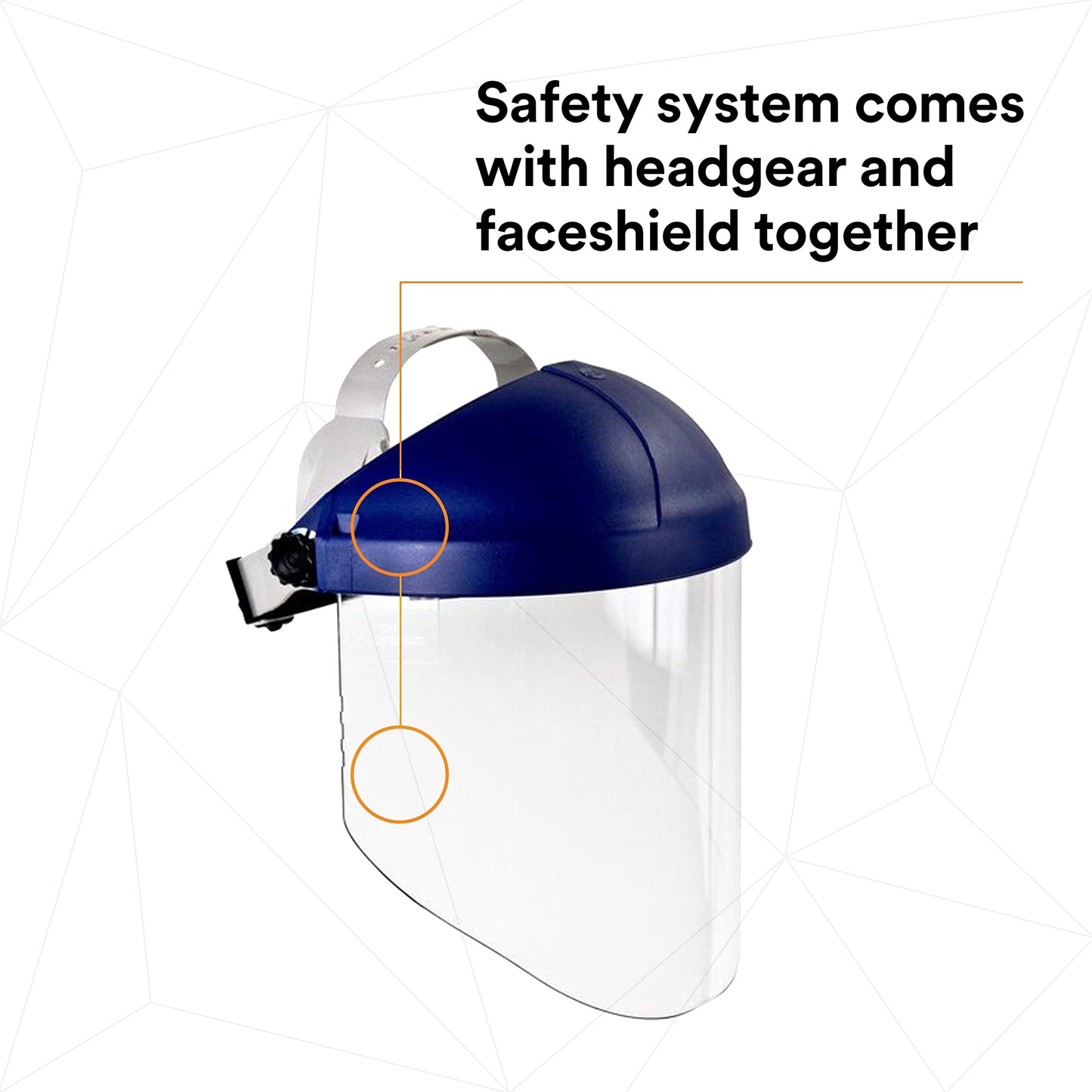 3M Ratchet Headgear H8A, with 3M Clear Propionate Faceshield W96, Protection Against Liquid Splash Marked 3 and Molten Metal Marked 9