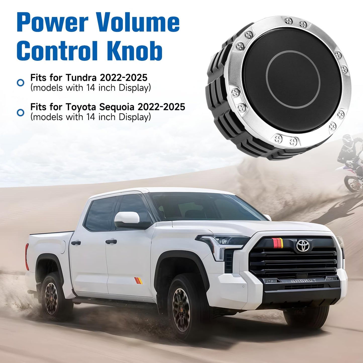 Volume Knob Replacement Compatible with 2022-2025 Toyota Tundra Accessories - Radio Control Knob Replacement,Upgrade and Thicken The Center Pillar,Compatible with Tundra & Sequoia (1 Pack)