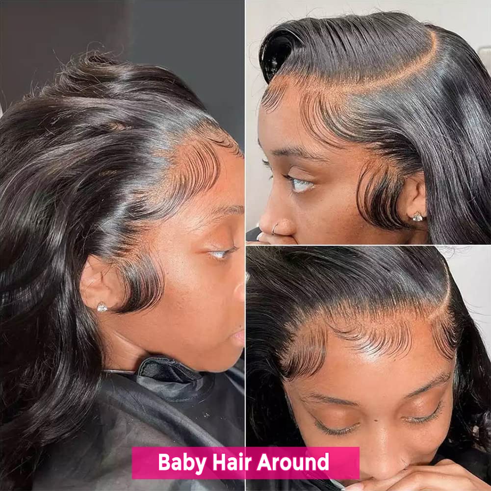 Subella 13x5 HD Lace Front Wigs Human Hair Pre Plucked Hairline with Baby Hair 220% Density 12A Transparent Straight Human Hair Wigs for Black Women (22inch)