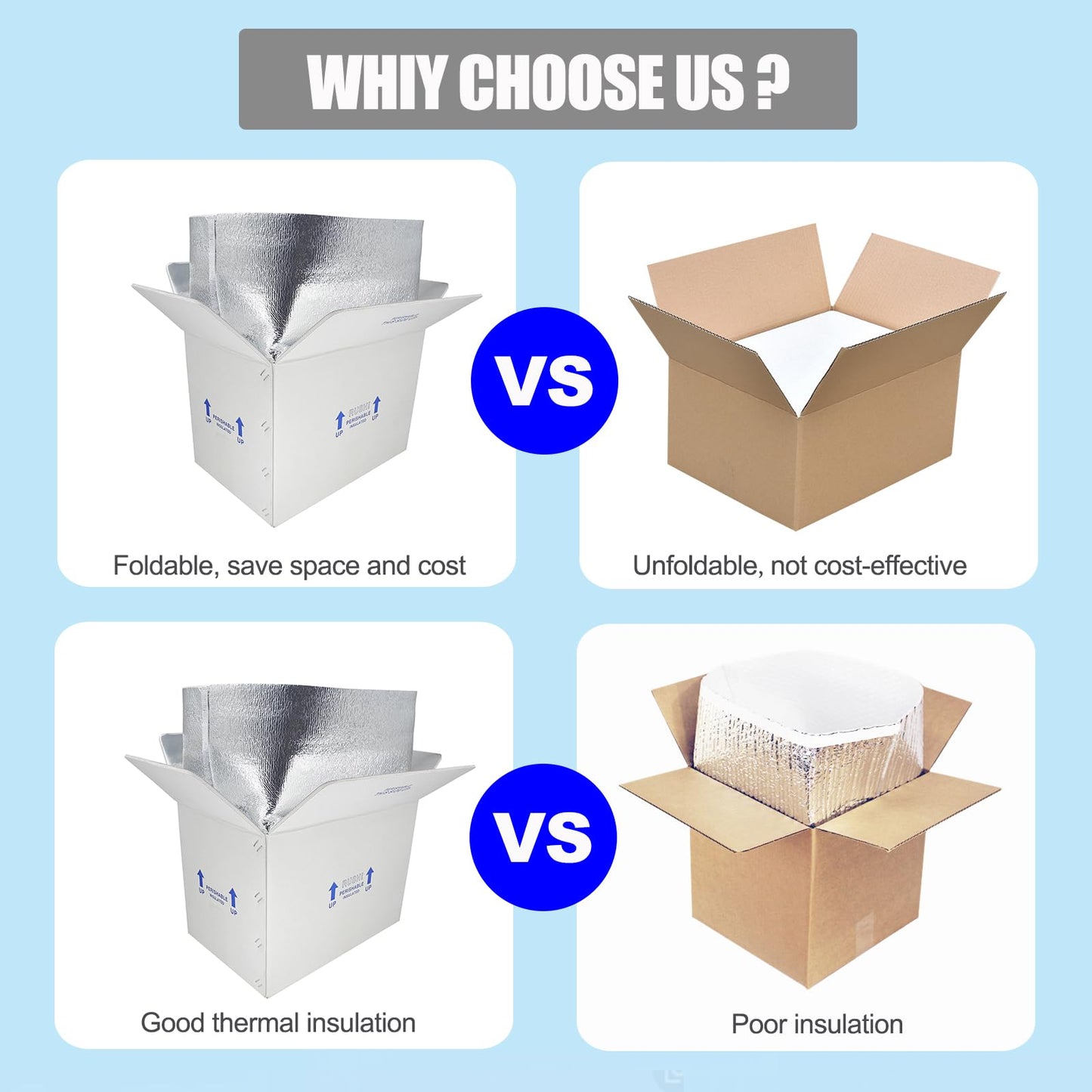 ELAZEKES 15x10x11" Insulated Shipping Boxes for Frozen Food, 4 Pack Double Insulated Carton with Aluminum Foil Insulated Bag Liner, Reusable Perishable Shipper Cooler Box for Mailing