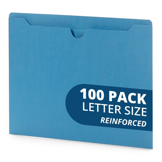 Blue Summit Supplies 100 Blue File Jackets, Reinforced Straight Cut Tab, Designed for Use in Standard Hanging Files, Letter Size, 100 Pack