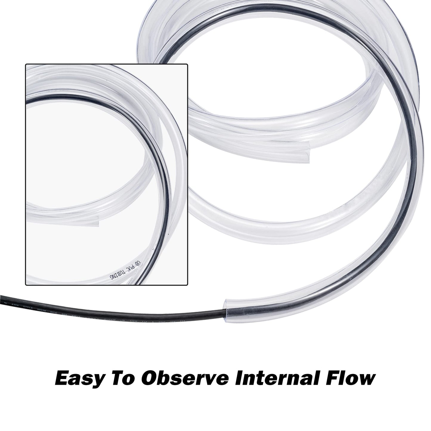 DAVCO 1/2" ID - 100 ft Clear Vinyl Tubing with 2 Stainless Clamps, Low Pressure Flexible PVC Tube, Heavy Duty UV Chemical Resistant Lightweight Plastic Vinyl Hose, BPA Free and Non Toxic