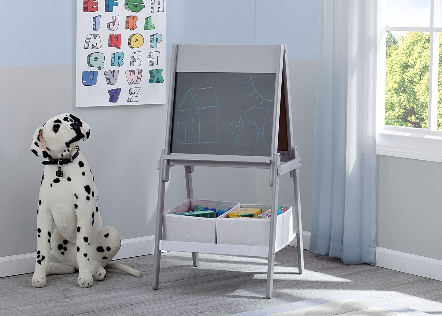 Delta Children My Size Double-Sided Storage Easel, Grey