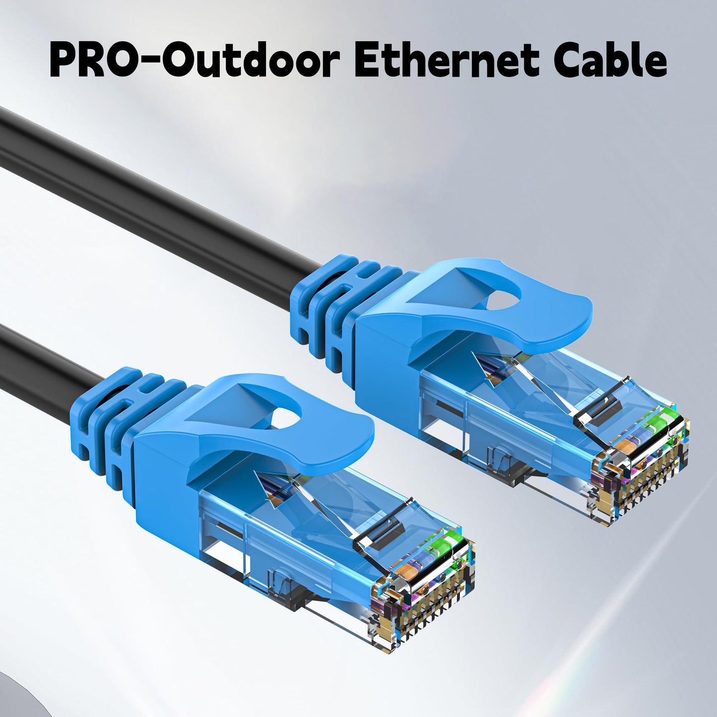 300FT Outdoor Cat6 Ethernet Cable, Heavy Duty Direct Burial, In-Ground, POE, Waterproof, LLDPE UV Resistant, UTP, 24AWG CCA Solid Cord, Network, Internet, LAN, Cat 6 Patch Cable - 300 Feet