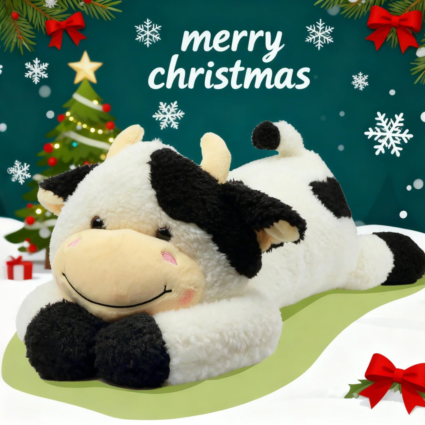Easfan 36’’ Lying Cow Stuffed Animal Large Hugging Cow Plush Pillow Toy Soft Cute Cattle Doll Home Decoration Christmas Birthday Gifts for Kids Adults Boys Girls