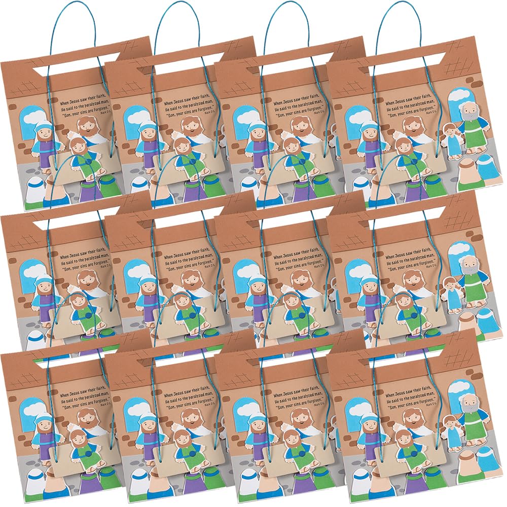 Fun Express Jesus Heals A Paralyzed Man 3D Sign Craft Kit - Makes 12- DIY Crafts for Kids and Sunday School Activities
