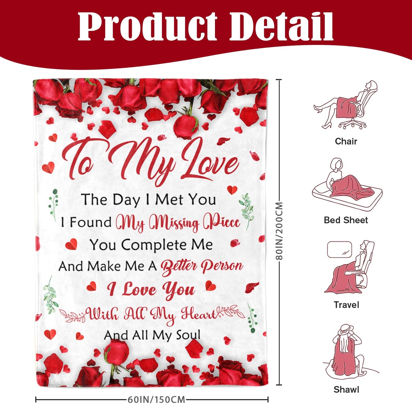 Romantic Gift for Her Wife Girlfriend - To My Love Blanket - Anniversary Birthday Gifts for Women - I Love You Gift for Her - Wife Girlfriend Birthday Gift Ideas - Christmas Valentines Day - 60"x 80"
