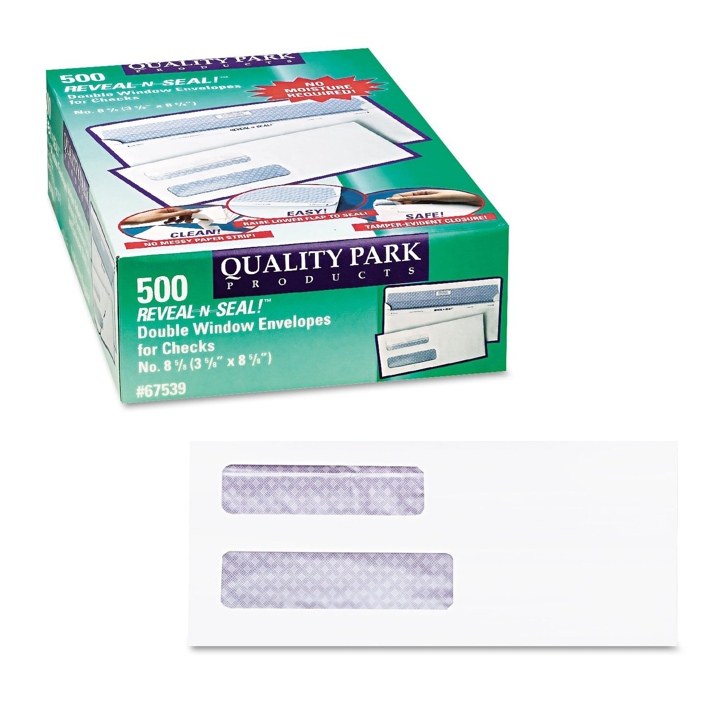 Quality Park 67539 Reveal/Seal Envelopes,Check,No.8-5/8,3-5/8-Inch x8-5/8-Inch,500/BX,WE