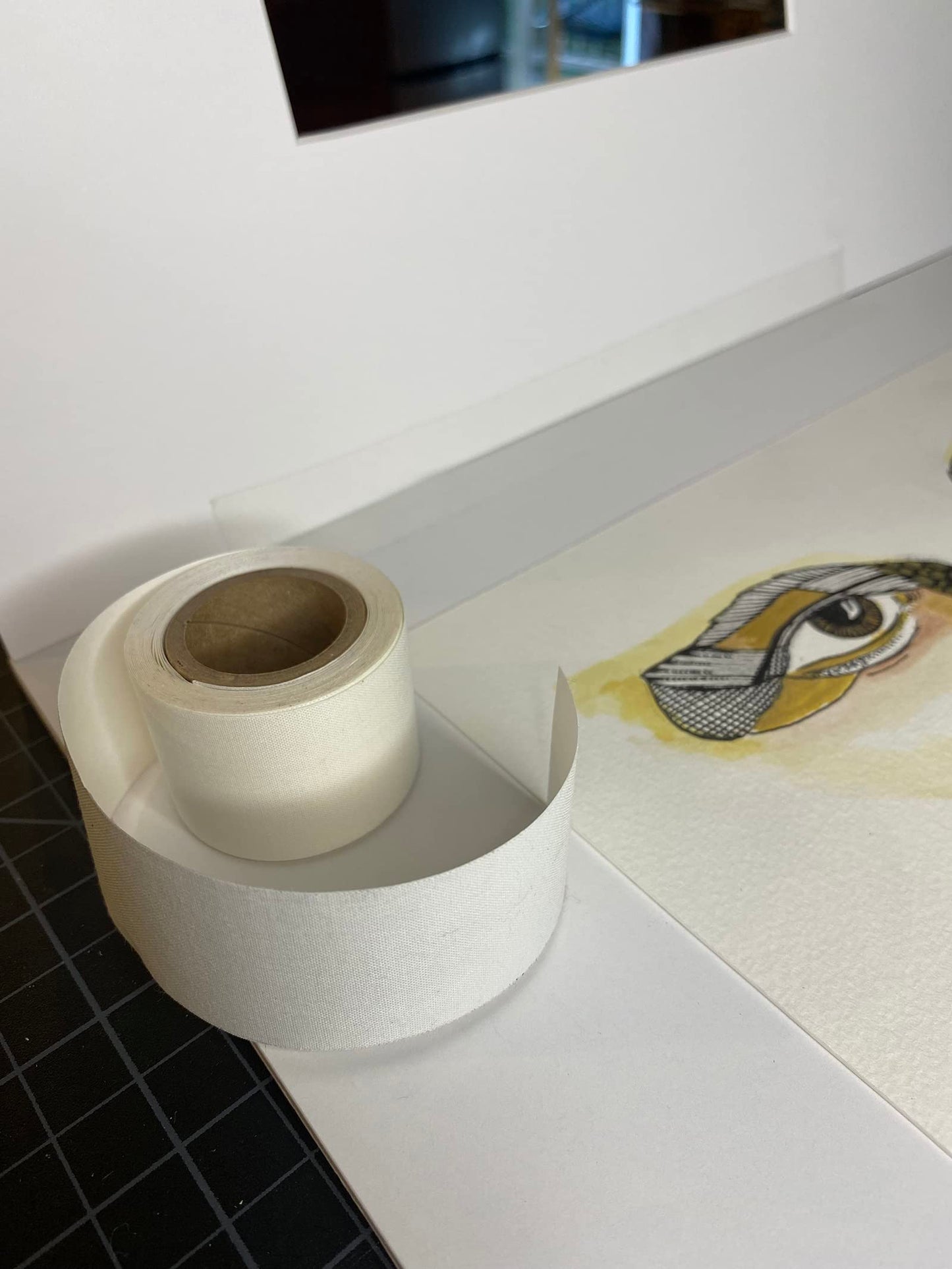Lineco Self-Adhesive Linen Hinging Tape. Acid-Free, Neutral pH Fabric. 1.25 inches X 150 Feet. Trusted Tape for Hinging, Matboards, Mounting, Conservation, Framing, Craft, DIY. White.