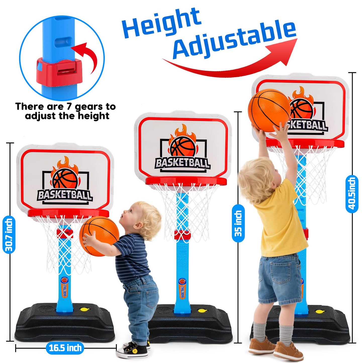 Toddler Basketball Hoop for Kids 1-3, Mini Adjustable Basketball Hoops Indoor with Balls Outdoor Pool Basketball Goal Sports Play Toys for 1 2 3 Year Old Baby Boys Girls First Birthday Gift Age 1-2-3