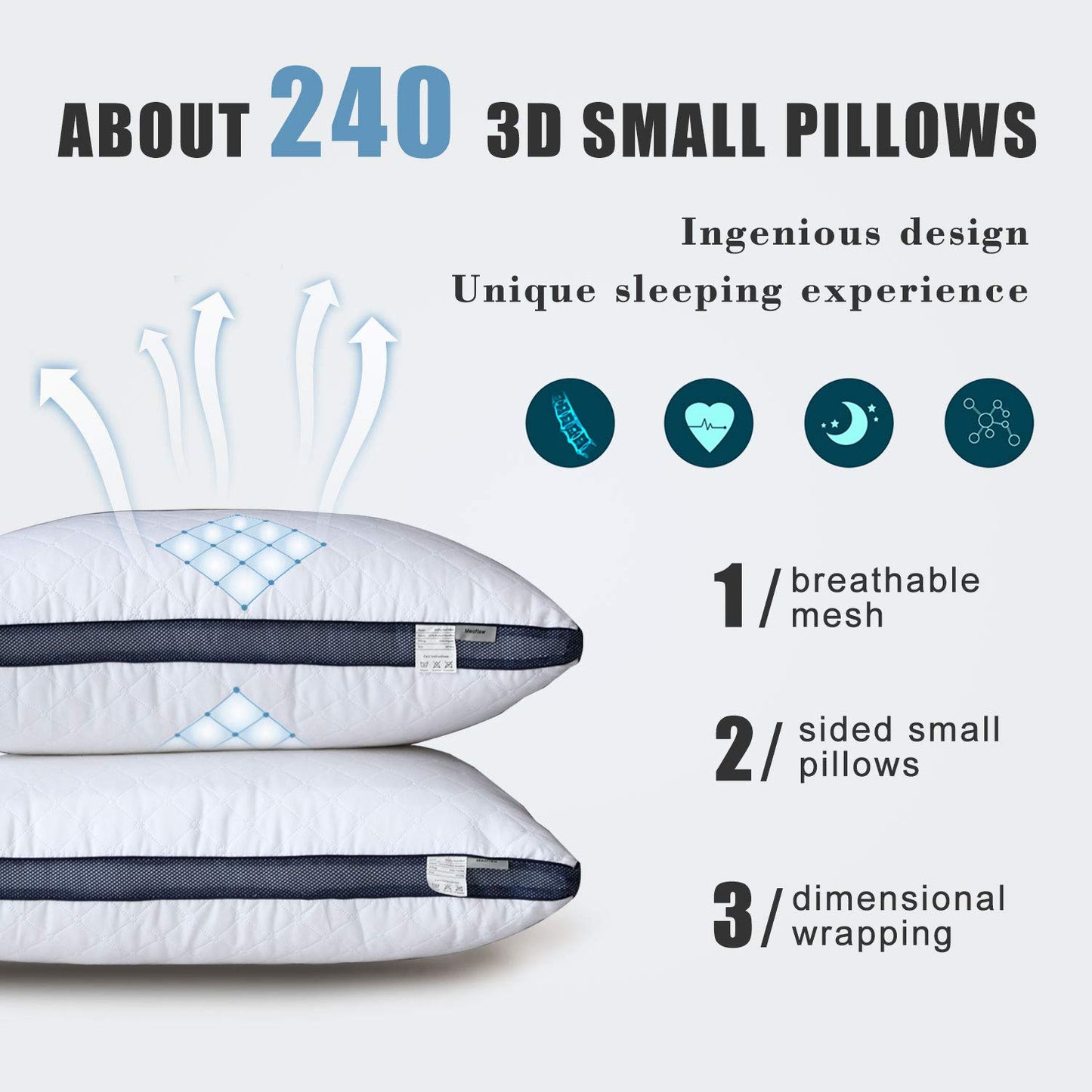 Meoflaw Pillows for Sleeping (4-Pack), Luxury Hotel Pillows Queen Size Set of 4,Bed Pillows for Side and Back Sleeper (Queen)