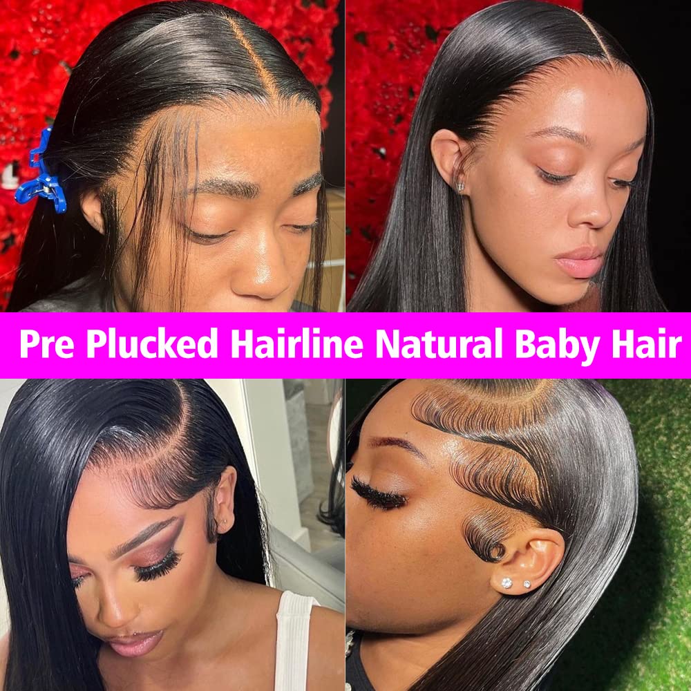 Panse Hair Lace Front Wigs Human Hair Straight 13x4 HD Transparent Lace Frontal Human Hair Wigs Pre Plucked with Baby Hair 180% Density (22inch)