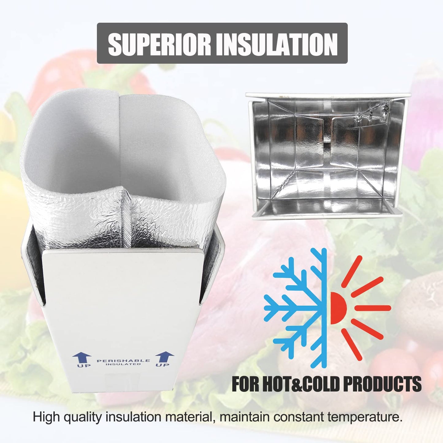 ELAZEKES 15x10x11" Insulated Shipping Boxes for Frozen Food, 4 Pack Double Insulated Carton with Aluminum Foil Insulated Bag Liner, Reusable Perishable Shipper Cooler Box for Mailing