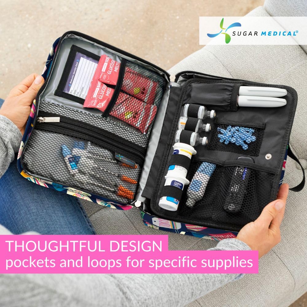 Sugar Medical Insulated Diabetes Travel Bag | Diabetic Care Products | Diabetic Supplies Case | Glucose Meter Case (Vaca All Day)