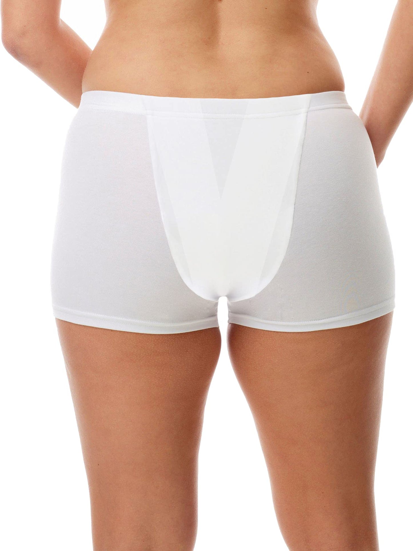 Vulvar Varicosity and Prolapse Support Boy-Leg Brief with Groin Compression Bands - White - Small