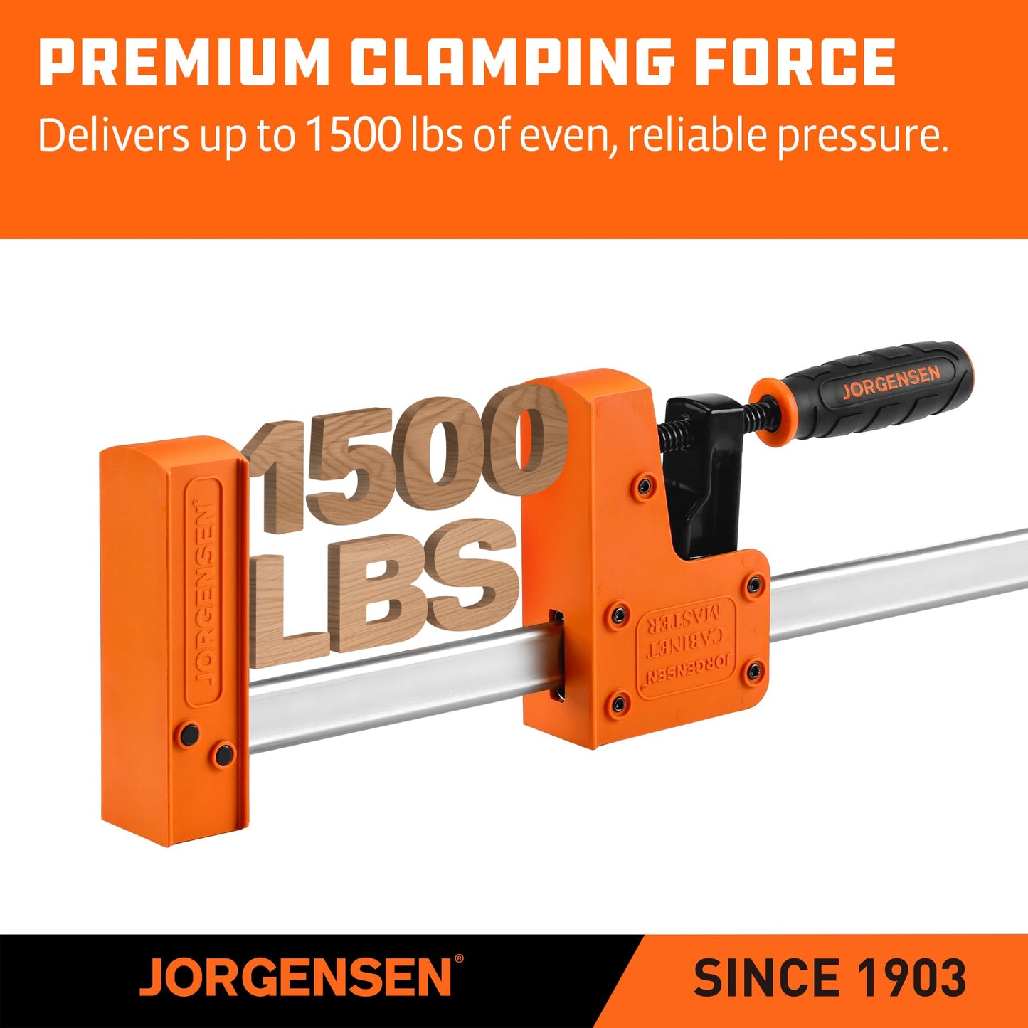 JORGENSEN 24-inch Bar Clamps, 90°Cabinet Master Parallel Jaw Bar Clamp Set, 2-pack